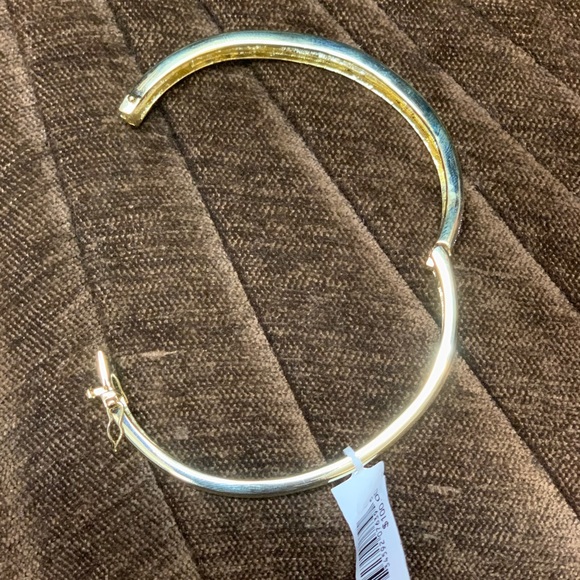 Diamond Accent Greek Key Style Silver Plated Bangle - Picture 3 of 6